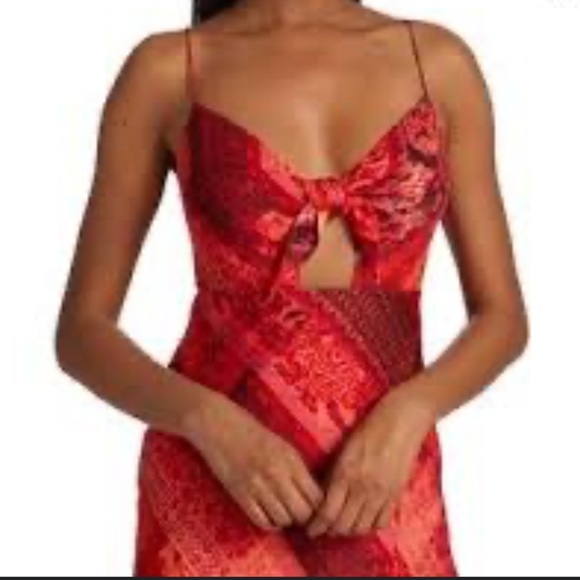 Sexy date hot Asymmetrical Midi Dress Summer Bright Coral red orange pink spring - Picture 3 of 9